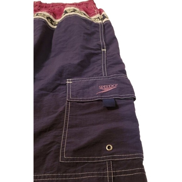 Speedo Men’s XL Floral Board Shorts Swim Trunks 3 Pocket Cargo Nylon Poly - Picture 4 of 12